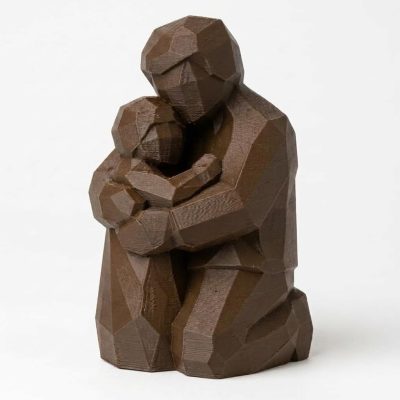 Wood Carved-Like Sacred Bond Figurine in Black Walnut Finish - 3D Printed in Canada (Black Walnut)