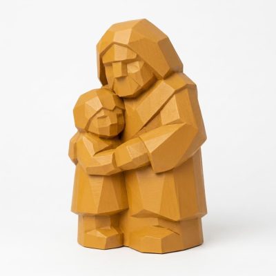 Wood Carved Elder and Collectible Figurine in Ochre Yellow Finish - 3D Printed in Canada (Ochre Yellow)