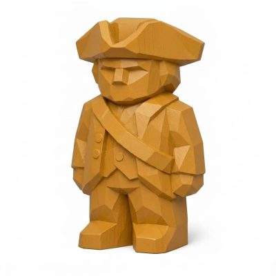 Wood Carved-Like Patriot Figurine in Ochre Yellow Finish - 3D Printed in Canada (Ochre Yellow)