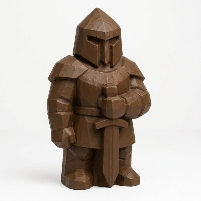Wood Carved-Like Knight Figurine in Black Walnut Finish - 3D Printed in Canada (Black Walnut)