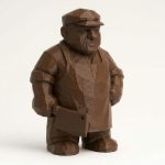 Wood Carved-Like Butcher Figurine - Unique Desk Decor for Adults – 3D Printed in Canada - 3D Printed in Canada (Black Walnut)