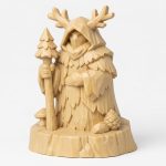 Wood Carved Edge of the Forest Collectible Figurine in White Oak Finish - 3D Printed in Canada (White Oak)