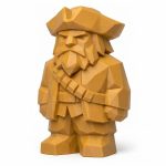 Wood Carved-Like Blackbeard Figurine - Unique Desk Decor for Adults – 3D Printed in Canada - 3D Printed in Canada (Ochre Yellow)
