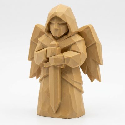 Wood Carved Guardian Spirit Collectible Figurine - Unique Desk Decor for Adults 3D Printed in Canada - 3D Printed in Canada (Classic Birch)