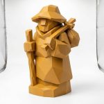 Wood Carved-Like Wanderer Figurine in Ochre Yellow Finish - 3D Printed in Canada (Ochre Yellow)