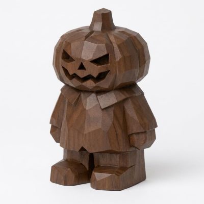Wood Carved-Like Pumpkin Figurine in Black Walnut Finish - 3D Printed in Canada (Black Walnut)