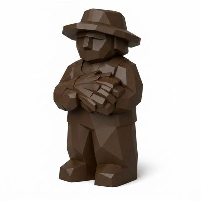 Wood Carved Hayfield Collectible Figurine in Black Walnut Finish - 3D Printed in Canada (Black Walnut)