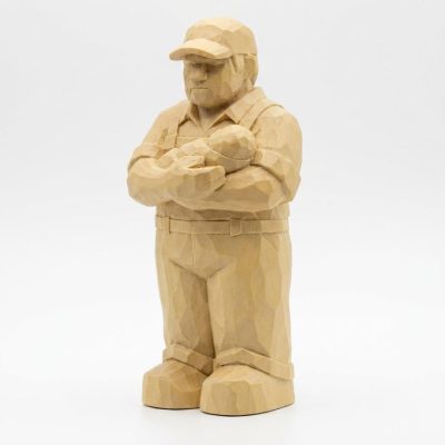 Wood Carved Dad Collectible Figurine in White Oak Finish - 3D Printed in Canada (White Oak)