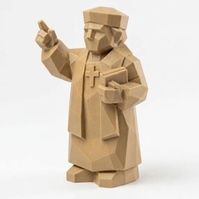 Wood Carved-Like Preacher Figurine - Unique Desk Decor for Adults 3D Printed in Canada - 3D Printed in Canada (Classic Birch)