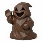 Wood Carved Friendly Ghost Collectible Figurine in Black Walnut Finish - 3D Printed in Canada (Black Walnut)