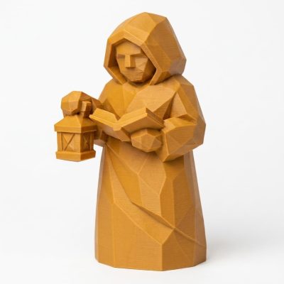 Wood Carved-Like Night Reader Figurine in Ochre Yellow Finish - 3D Printed in Canada (Ochre Yellow)