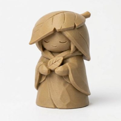 Wood Carved-Like Gentle Leaf Figurine - Unique Shelf Decor for Adults 3D Printed in Canada - 3D Printed in Canada (Classic Birch)