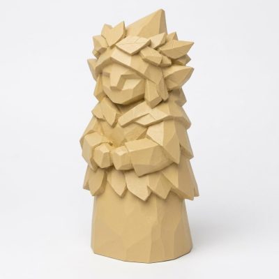 Wood Carved Forest Sprite Collectible Figurine in White Oak Finish - 3D Printed in Canada (White Oak)