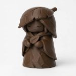 Wood Carved-Like Gentle Leaf Figurine in Black Walnut Finish - 3D Printed in Canada (Black Walnut)