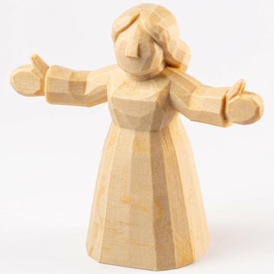 Wood-Carved Welcome Home Figurine in White Oak Finish - 3D Printed in Canada (White Oak)