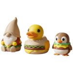 Cheeseburger Collectible Figurine Bundle of 3 - Duck, Gnome, Penguin - Whimsical & Unique Adult Desk Decor - 3D Printed in Canada