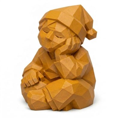 Wood Carved-Like Dreamer Figurine in Ochre Yellow Finish - 3D Printed in Canada (Ochre Yellow)