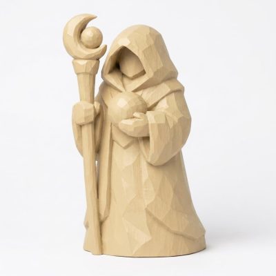 Wood Carved Astral Guide Collectible Figurine in White Oak Finish - 3D Printed in Canada (White Oak)