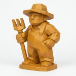 Wood Carved Farmer Collectible Figurine in Ochre Yellow Finish - 3D Printed in Canada (Ochre Yellow)