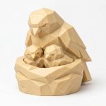 Wood Carved-Like Nesting Birds Figurine - Unique Desk Decor for Adults – 3D Printed in Canada - 3D Printed in Canada (White Oak)