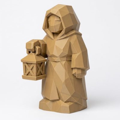 Wood Carved-Like Lamp at Dusk Figurine - Unique Desk Decor for Adults 3D Printed in Canada - 3D Printed in Canada (Classic Birch)