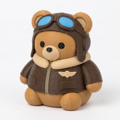 Aircraft Pilot Teddy Bear Cub Collectible Figurine - Unique Desk Decor for Adults – 3D Printed in Canada
