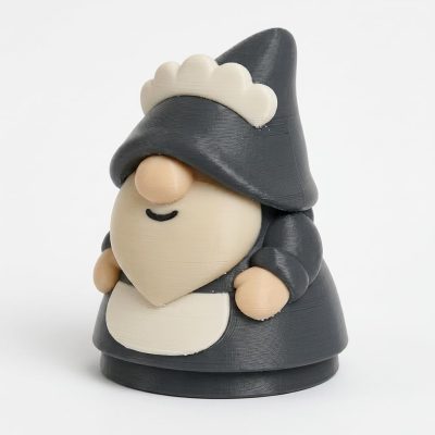 Victorian Maid Gnome Figurine - Detailed 3D Printed Character with Hood and Apron - Unique Desk Decor for Home or Office Accent for Collectors - 3D Printed in Canada