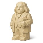 Wood Carved Benjamin Franklin Figurine Collectible in White Oak Finish - 3D Printed in Canada (White Oak)