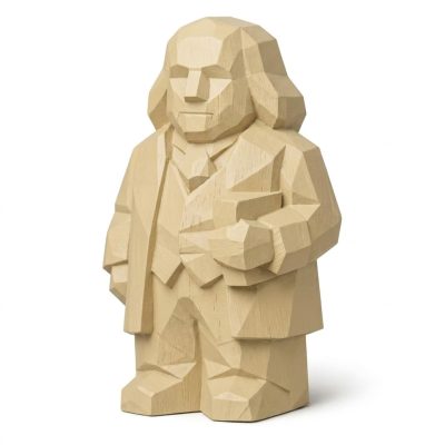 Wood Carved Benjamin Franklin Figurine Collectible in White Oak Finish - 3D Printed in Canada (White Oak)