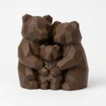 Wood Carved-Like Bear Family Figurine in Black Walnut Finish - 3D Printed in Canada (Black Walnut)