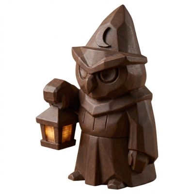 Wood Carved Night Guardian Figurine in Black Walnut Finish - 3D Printed in Canada (Black Walnut)