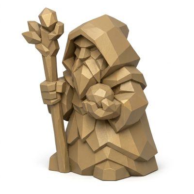 Wood Carved Druid Collectible Figurine - Unique Desk Decor for Adults 3D Printed in Canada - 3D Printed in Canada (Classic Birch)