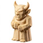 Wood Carved Demon Figurine in White Oak Finish - 3D Printed in Canada (White Oak)