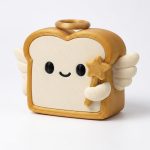 Angel Toast Collectible Figurine - Adorable 3D Printed Toast Design with Angel Wings and Star Wand - Perfect Desk Decor for Home or Office Accent and Unique Gift for Adults - 3D Printed in Canada