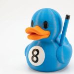 Billiards Duck Figurine – Funny Pool Ball Duck with Cue Stick for Desk, Bar or Game Room Display – 3D Printed in Canada (Ocean Blue)