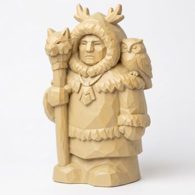 Wood Carved-Like Northern Spirit Figurine in White Oak Finish - 3D Printed in Canada (White Oak)
