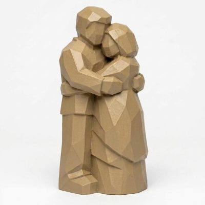 Wood Carved-Like Hugging Couple Figurine - Unique Desk Decor for Adults for Lovers 3D Printed in Canada - 3D Printed in Canada (Classic Birch)