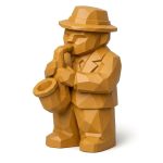 Wood Carved-Like Jazz Musician Figurine in Ochre Yellow Finish - 3D Printed in Canada (Ochre Yellow)