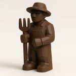 Wood Carved Country Life Collectible Figurine in Black Walnut Finish - 3D Printed in Canada (Black Walnut)
