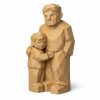 Figurine Père et fils sculptée façon bois
