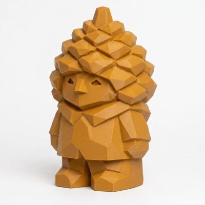 Wood Carved-Like Pinecone Figurine in Ochre Yellow Finish - 3D Printed in Canada (Ochre Yellow)