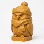 Wood Carved-Like Winter Owl Figurine - Unique Desk Decor for Adults - 3D Printed in Canada (Ochre Yellow)