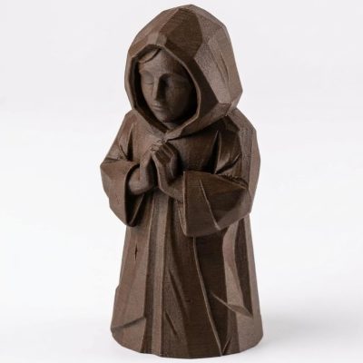 Wood Carved Winter Serenity Figurine in Black Walnut Finish - 3D Printed in Canada (Black Walnut)