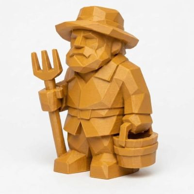 Wood Carved-Like Québec Farmhouse Figurine in Ochre Yellow Finish - 3D Printed in Canada (Ochre Yellow)