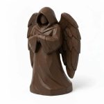 Wood Carved-Like Winged Watcher Figurine in Black Walnut Finish - 3D Printed in Canada (Black Walnut)