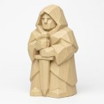 Wood Carved Guardian Collectible Figurine in White Oak Finish - 3D Printed in Canada (White Oak)