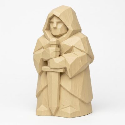Wood Carved Guardian Collectible Figurine in White Oak Finish - 3D Printed in Canada (White Oak)