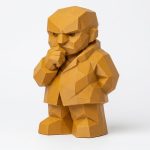 Wood Carved-Like Idea Form Figurine in Ochre Yellow Finish - 3D Printed in Canada (Ochre Yellow)