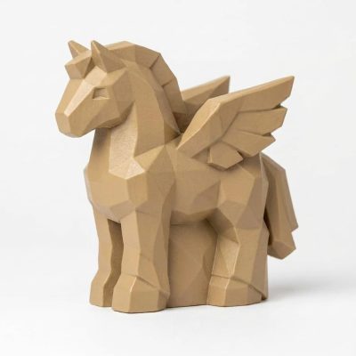 Wood Carved-Like Pegasus Figurine - Unique Desk Decor for Collectors 3D Printed in Canada - 3D Printed in Canada (Classic Birch)