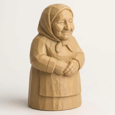 Wood Carved-Like Grandmother Figurine - Unique Desk Decor for Adults 3D Printed in Canada - 3D Printed in Canada (Classic Birch)